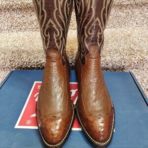 Vintage Tony Lama Ostrich Brown Western/Cowboy Boots (Men's Size - 10)